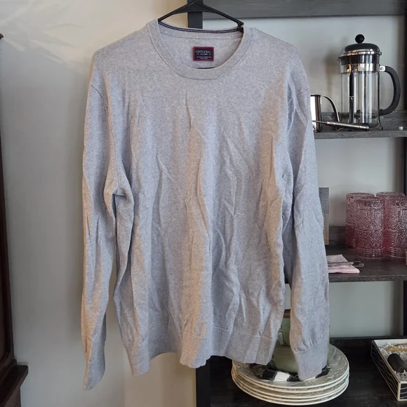 100% Merino Wool Extra Fine Untuckit Gray Crewneck Sweater XL - Picture 1 of 7